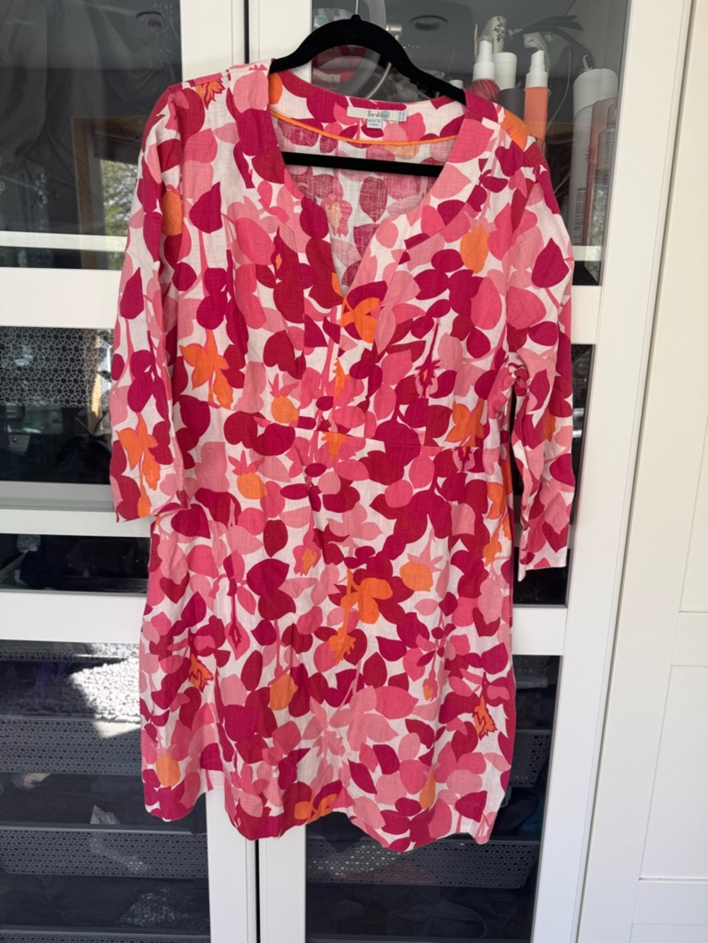 Boden Linen Floral Long Sleeve Dress 16